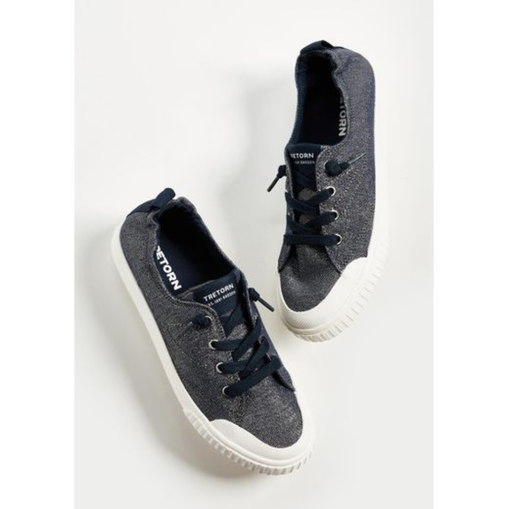 TRETORN Navy Canvas Slip On Sneakers